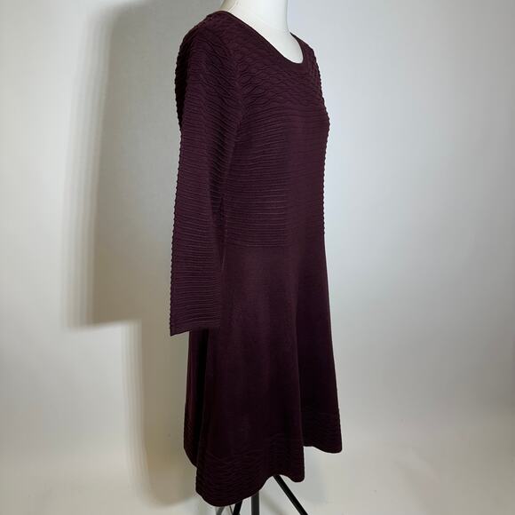 NWT JH Jessica Howard Maroon Ribbed 3/4 Sleeve Sweater Dress Womens Size Medium - Picture 4 of 12